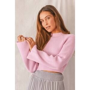 Lulus Gotta Be Lilac Mock Neck Cropped Sweater Purple - Size L
